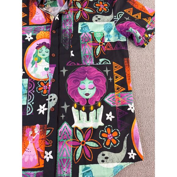 Park Candy Call In The Spirits Shirt Button Up Haunted Mansion Novelty Sz Large - Picture 4 of 10